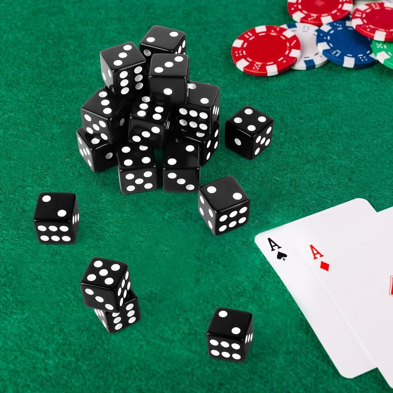 Lemicin 100Pcs Casino Dice Set 16mm Standard Game Dices Bulk Acrylic 6 Sided Dice Set for Board Activities Vegas Theme Games Birthday Party Supply (Black, Square Corner) - Image 5